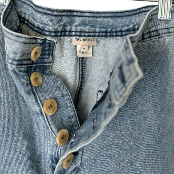 THE ODELLS Sydney Button Front Wide Leg Jean Women's 8 High Waist Light Wash - Picture 5 of 6